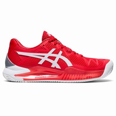 Asics Gel-Resolution 8 Clay - Naisten Tenniskengät - Punainen/Valkoinen